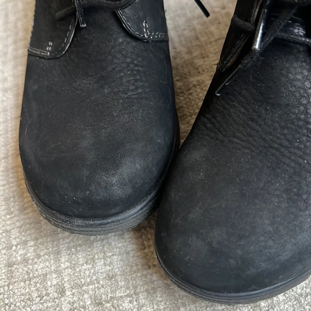Dansko Cadee Lace Up Wedge Bootie Black Leather Women size 38 US 7.5-8